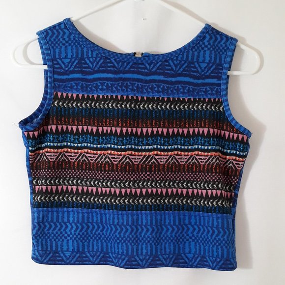 Global Desi Cropped Sleeveless Top - Vibrant Colors - Size 10 - 12 - Picture 1 of 8